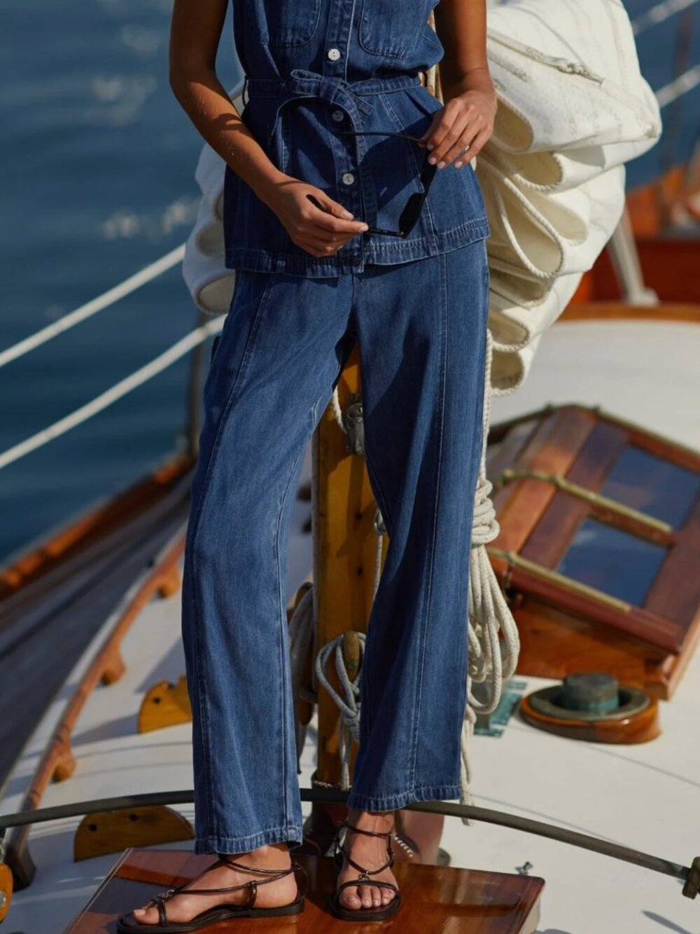 Bella Dahl Seamed Soft Barrel with Elastic Back - Horizon Blue Wash